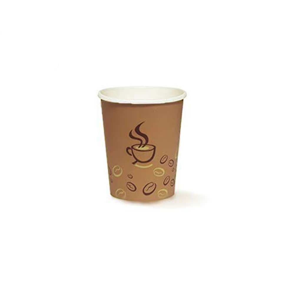 Bicchieri in cartoncino 240ml colore avana grafica chicco di caffè 500 pezzi Bicchieri in cartoncino 240ml colore avana grafica chicco di caffè 500 pezzi