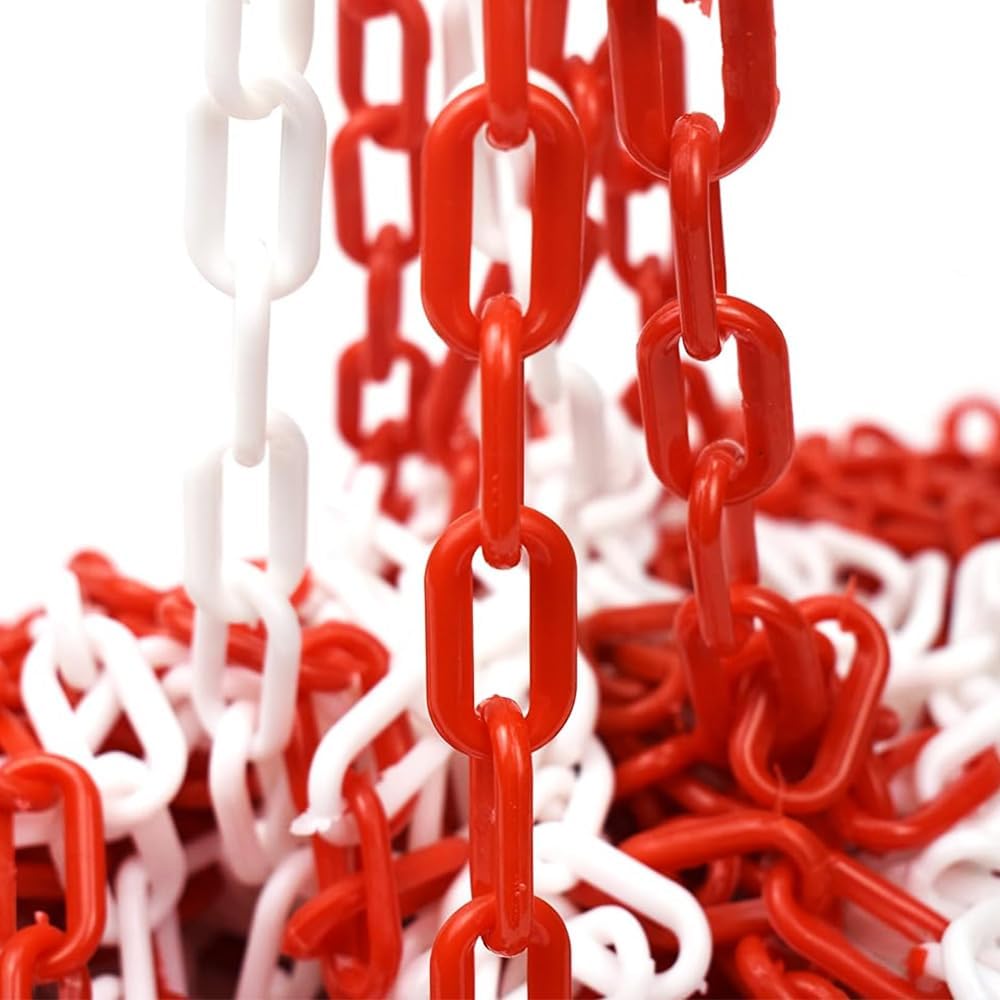 Delimitazione Aree Pubblici Catena Plastica Rossa PATIKIL 25m - Per Controllo Folla, Code E Recinzioni Catena Delimitazione 25m