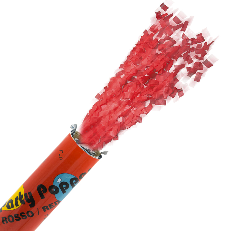 Spara coriandoli con carta di colore Rossa ad aria compressa Party Popper. Lunghezza 30 cm. Disponibile in confezioni da 12 Pezzi Spara coriandoli con carta di colore Rossa ad aria compressa Party Popper. Lunghezza 30 cm. Disponibile in confezioni da 12 Pezzi
