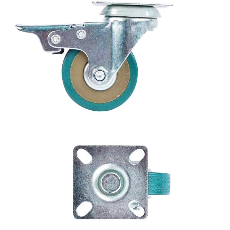 Ruote Girevoli In PU E ABS Di Alta Qualità, Freno Unidireziole E Morsetto Per Piastra, Grigio - Foto 3