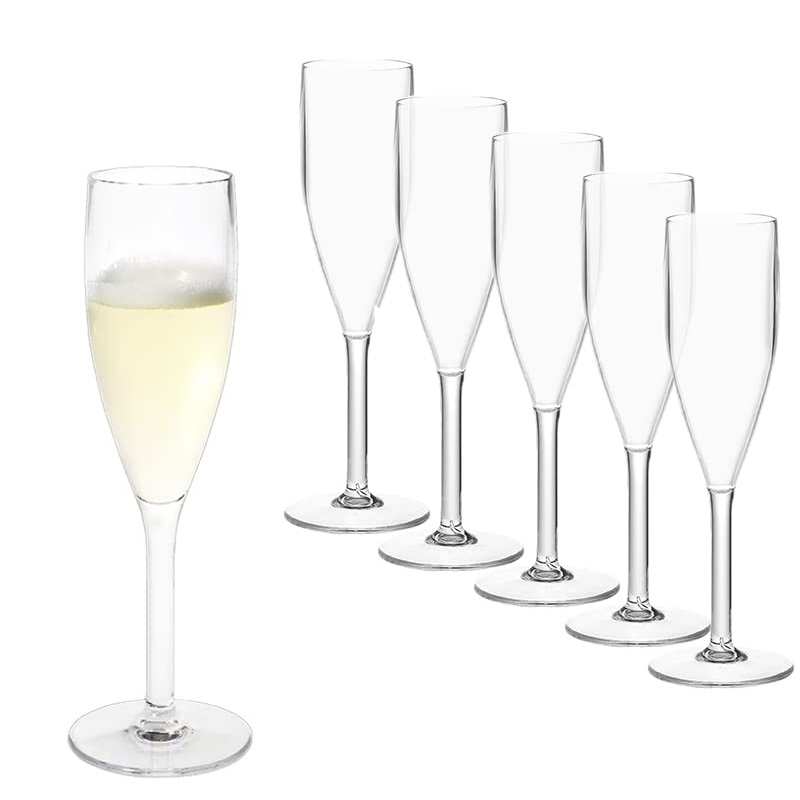 Bicchieri Calici Flute In Plastica Trasparente 6 Pezzi Champagne 