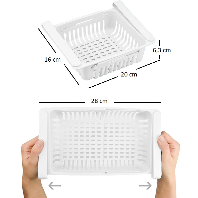Vaschette salvaspazio per frigo allungabile fino 28cm Bianco