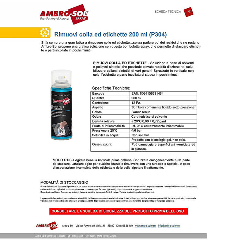 Spray rimuovi etichette colla ed adesivi Bomboletta 200 ml