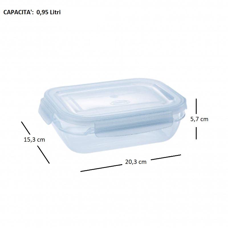 Set 3 contenitori per alimenti cibo in plastica con coperchio