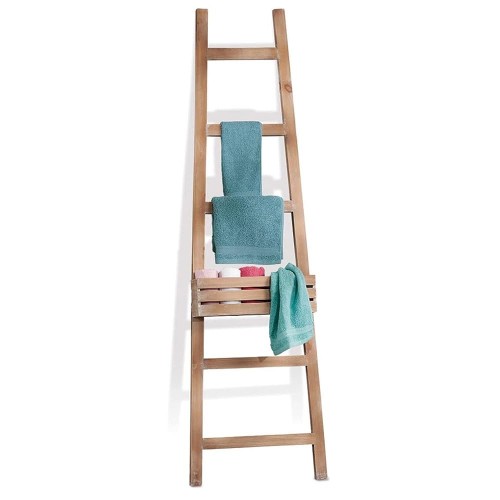 Scala Per Asciugamani In Bambù A 5 Livelli - Design Naturale Per Bagno E Casa - Foto 8