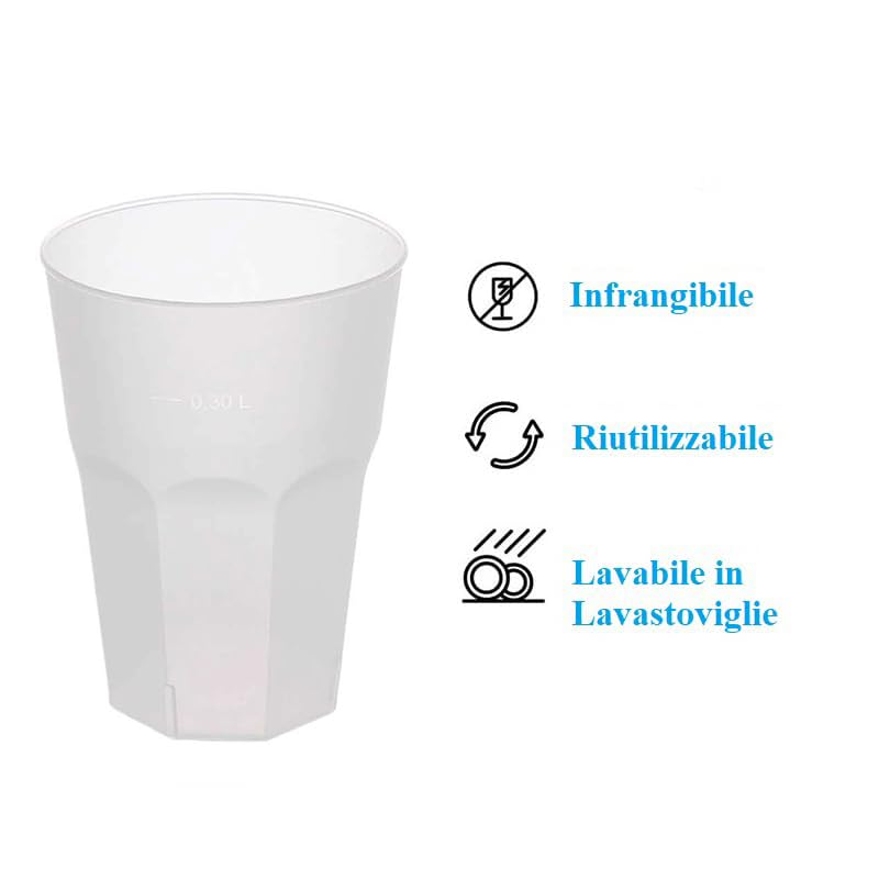 Bicchieri plastica rigida riutilizzabili e infrangibili