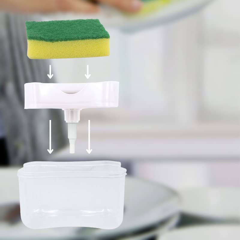 Dispenser Sapone Cucina con Porta Spugna Erogatore Dosatore per Detersivo  Piatti