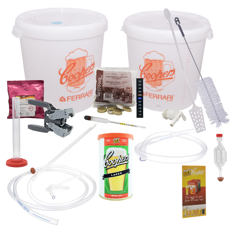 Kit per Birra Artigianale Coopres versione: lusso con in dotazione un barattolo di malto Lager Kit per Birra Artigianale Coopres versione: lusso con in dotazione un barattolo di malto Lager