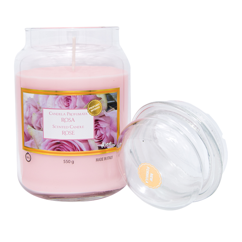 Candele profumate in vetro giara 550g 3 giare grandi profumazione Rosa Candele profumate in vetro giara 550g 3 giare grandi profumazione Rosa