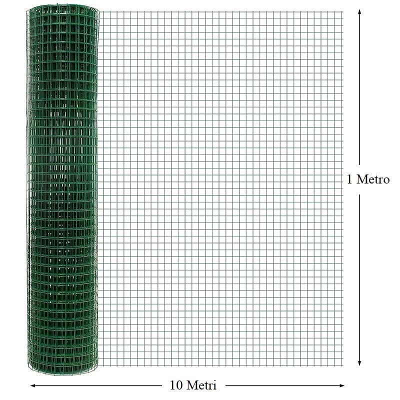 Rete metallica plastificata di colore verde, misura 1x10 mt