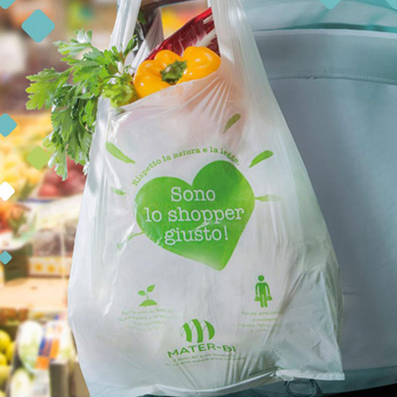 Shoppers Biodegradabili a rotolo 22x50cm di colore bianco