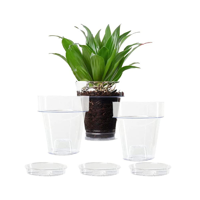 Vasi in plastica rotondi per piante con sottovasi