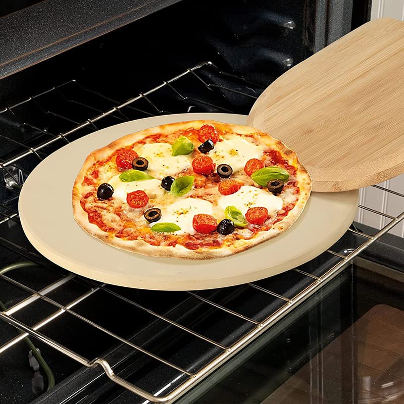 Pietra Refrattaria Per Pizza Rotonda 32 cm Manici in metallo