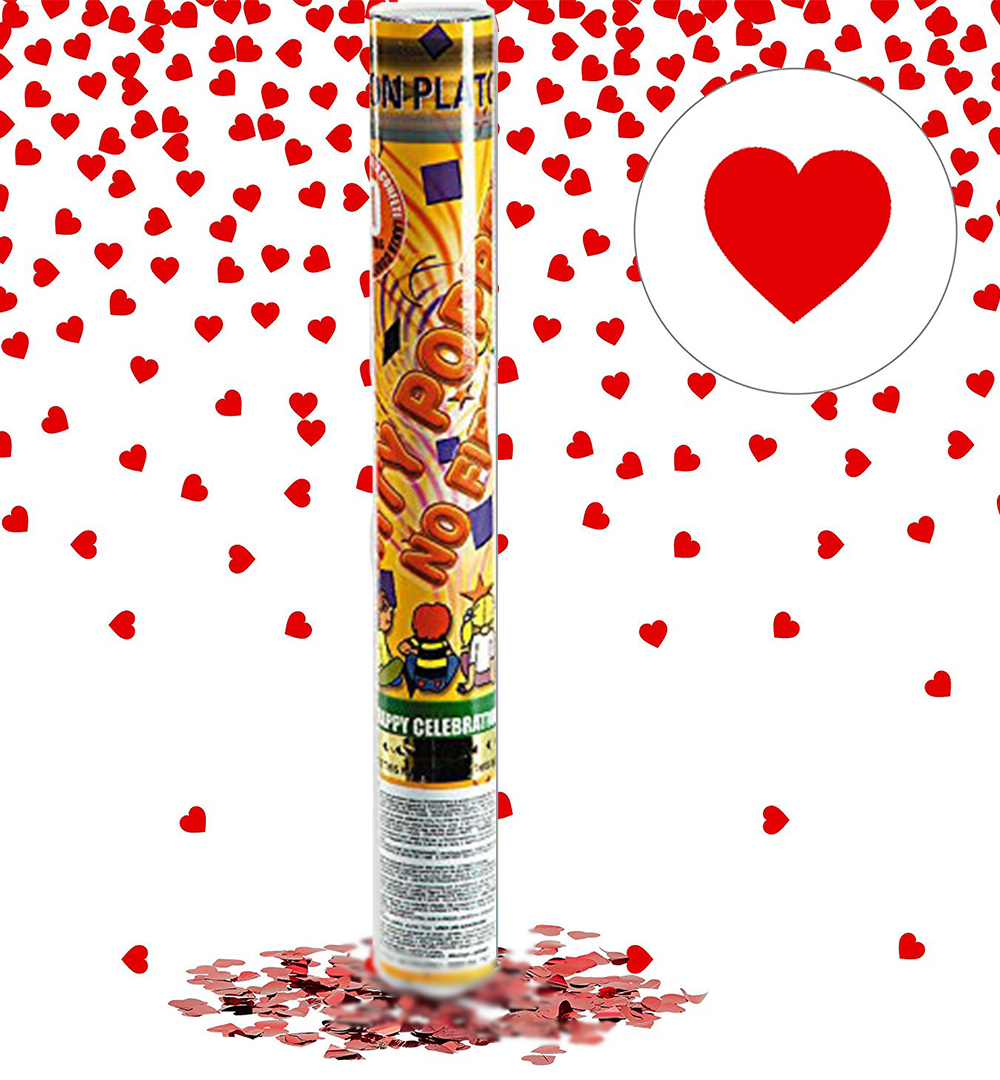 Spara coriandoli con cuoricini Rossi ad aria compressa Party Popper. Lunghezza 30 cm. Disponibile in confezioni da 12 Pezzi Spara coriandoli con cuoricini Rossi ad aria compressa Party Popper. Lunghezza 30 cm. Disponibile in confezioni da 12 Pezzi
