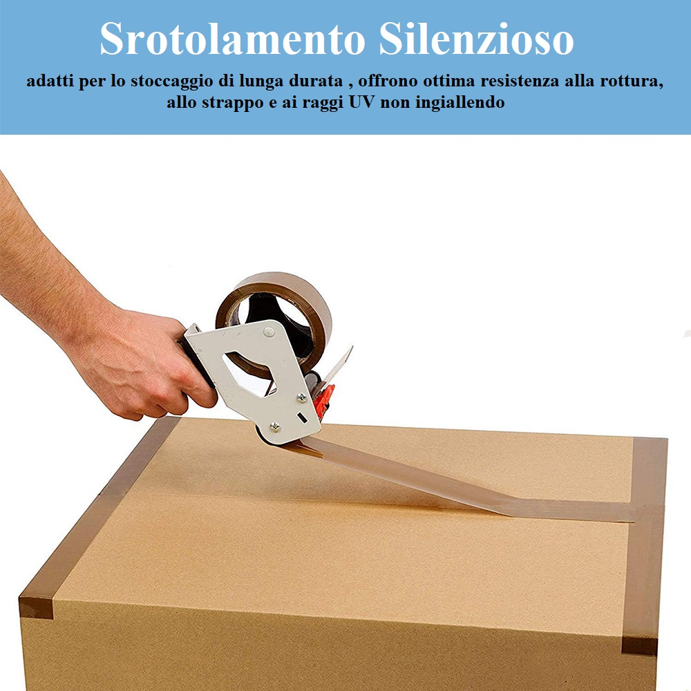 Nastro Adesivo Acrilico 50mm X 132m - Confezione Da 6 Rotoli | Imballaggio Silenzioso - Foto 4