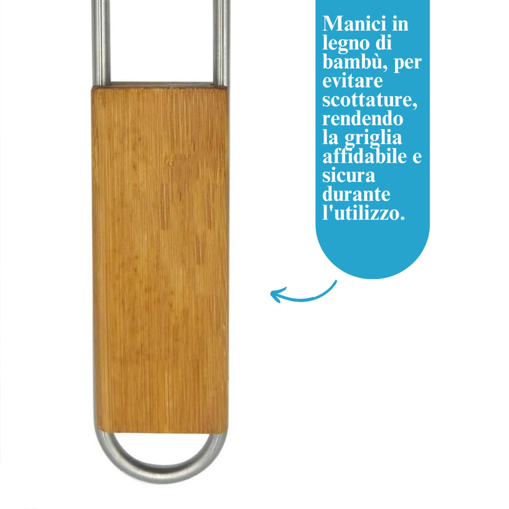 Cestini Barbecue Acciaio Inox - 2 Pezzi Con Manico Legno Rimovibile - Foto 1