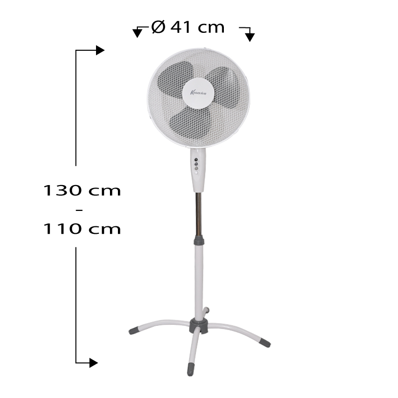 Diametro 40 cm Metallo /ABS 40 Watt EXTRASTAR Ventilatore a Piantana 3 Pale,3 Velocità Oscillazione e Inclinazione regolabile,Bianco 