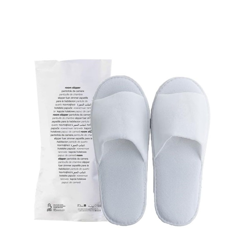 Pantofole monouso aperte in spugna di cotone, colore bianco