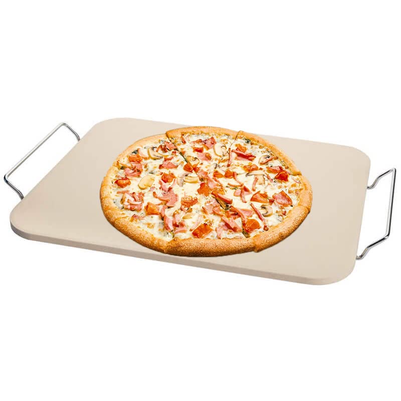 Pietra Refrattaria Per Pizza 38x30 cm con manici in metallo