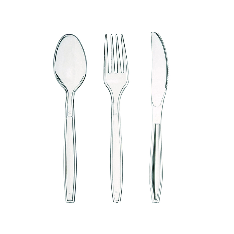 Tris di Posate Monouso Trasparenti Kristal composte da forchetta, cucchiaio e coltello. Disponibile in singole confezioni da 100 Forchette, 100 Cucchiai e 100 Coltelli Tris di Posate Monouso Trasparenti Kristal composte da forchetta, cucchiaio e coltello. Disponibile in singole confezioni da 100 Forchette, 100 Cucchiai e 100 Coltelli
