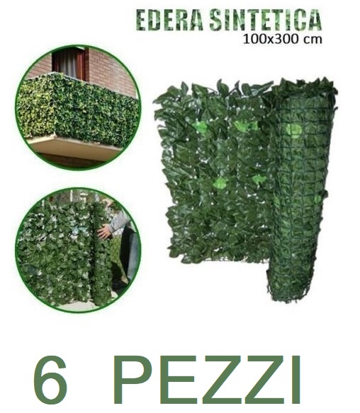 Siepe sintetica 100x300cm - foglie di edera con struttura rigida 6 pezzo Siepe sintetica 100x300cm - foglie di edera con struttura rigida 6 pezzo