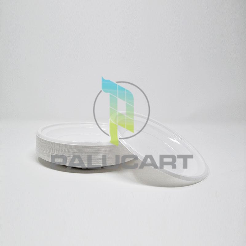 50 piatti per dessert di plastica bianca disponibili in singola confezione da 50 pezzi. 50 piatti per dessert di plastica bianca disponibili in singola confezione da 50 pezzi.