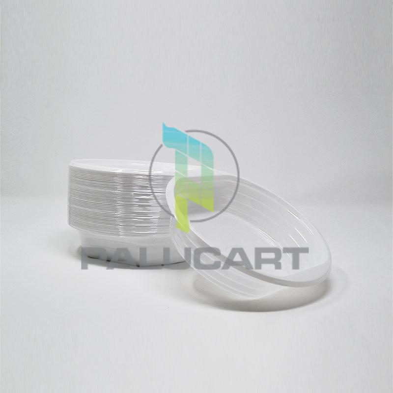 50 piatti scodella di plastica bianca disponibili in singola confezione da 50 pezzi. 50 piatti scodella di plastica bianca disponibili in singola confezione da 50 pezzi.