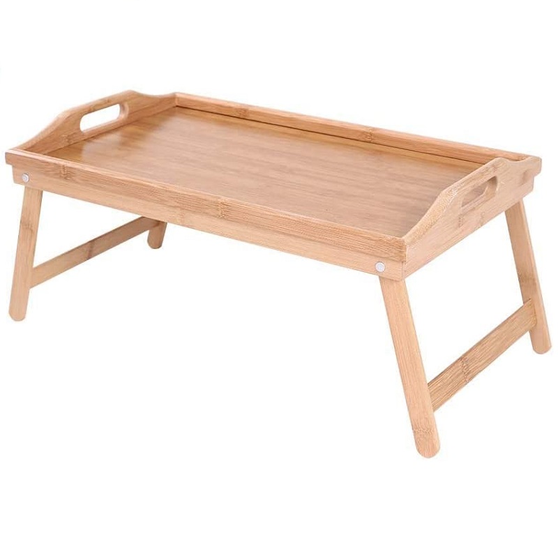 Vassoio da letto in bambù, vassoio da tavolo, pieghevole 53,5 x 21