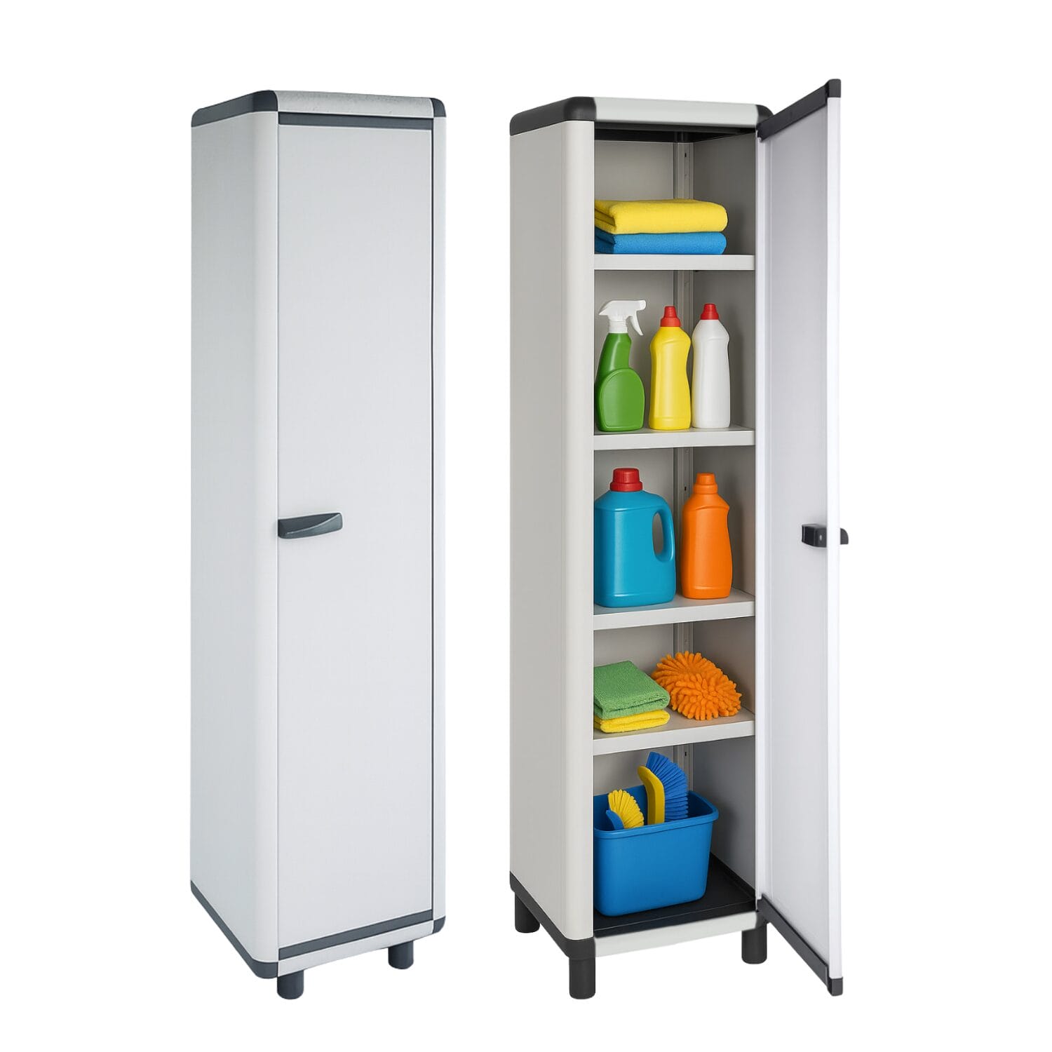 Armadio Da Esterno Bonussi In Resina - 34x40x85 Cm Grigio Con 1 Anta E Ripiano