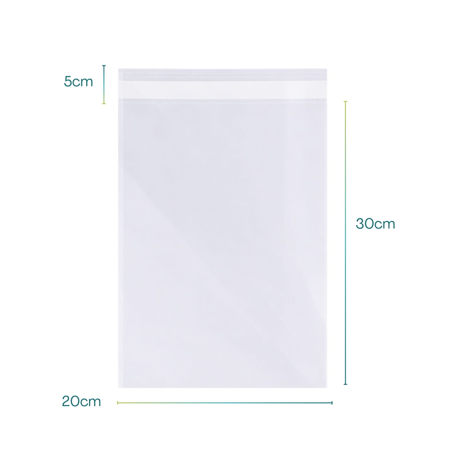 100 Bustine in Cellophane trasparente con aletta - Misura: 20x30 cm + Aletta da 5 cm - Ideali per un confezionamento facile e sicuro di cibi e indumenti