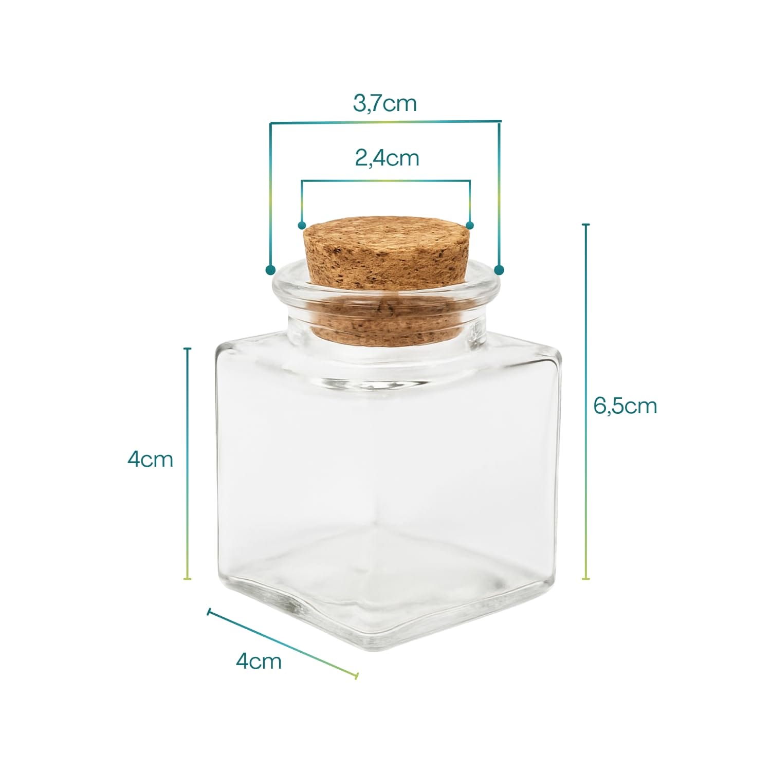 144 Barattoli di Vetro Portaconfetti con Tappo in Sughero 4x4x4 cm per Bomboniere e Decorazioni