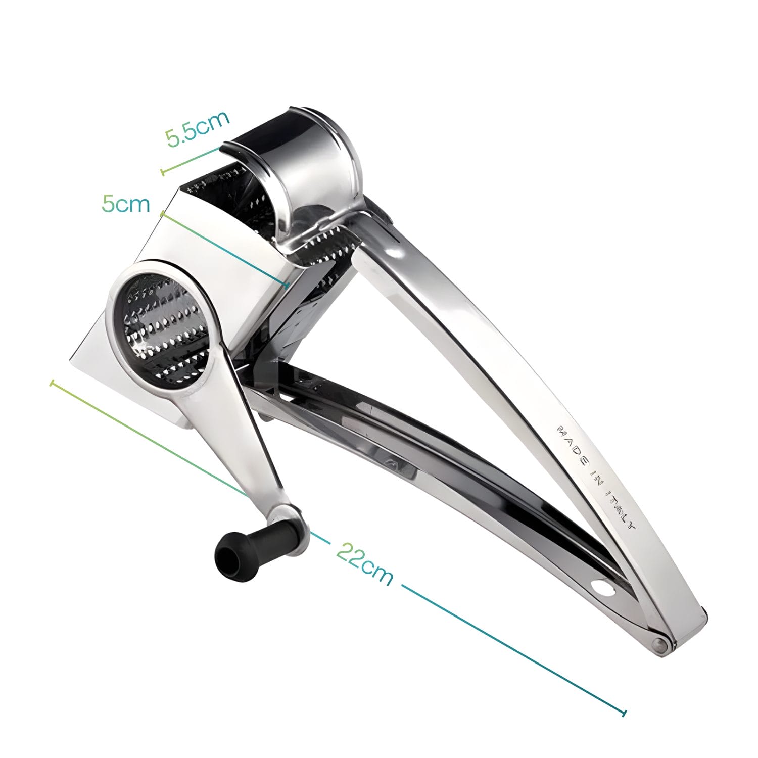 Grattugia Manuale a rullo in Acciaio Inox - Grattugia rotativa con rullo a manovella - Ideale per grattugiare formaggio, pane, cioccolato, noci, pistacchi e frutta secca