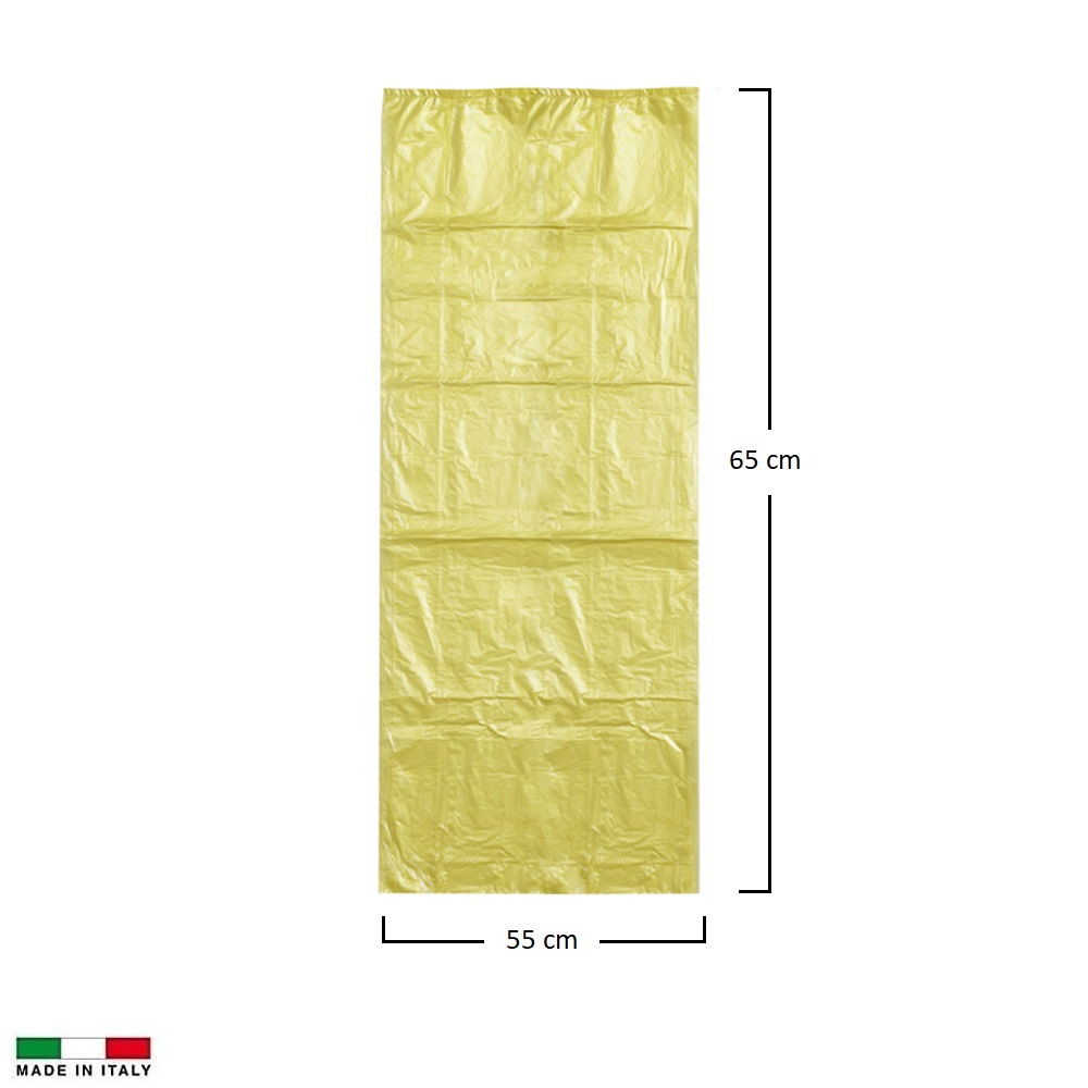 150 Sacchetti Gialli per la raccolta differenziata LDPE misura 55X65 cm - 10 Rotoli da 15 buste