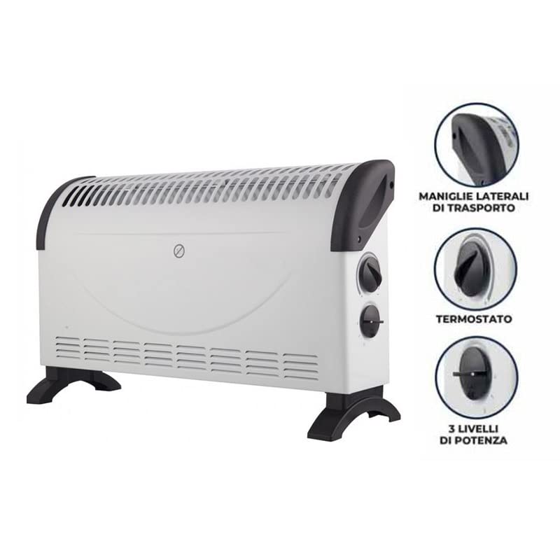 Termoconvettore Elettrico Portatile Elpine 2000W – 3 Impostazioni Calore – Termostato – Nero