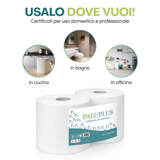 Rotoloni Carta Asciugatutto Industriale - Confezione Da 2, 1600 Strappi, Alimentare - Foto 5