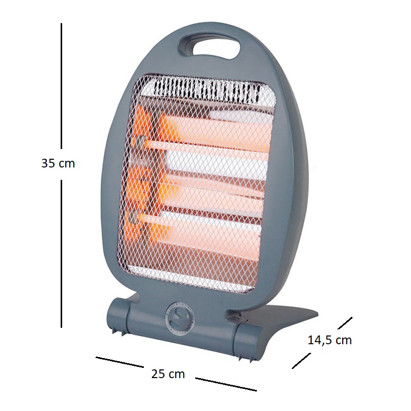 Stufetta elettrica Aurora con elementi al Quarzo a due livelli di potenza (400W-800W) - Grigio