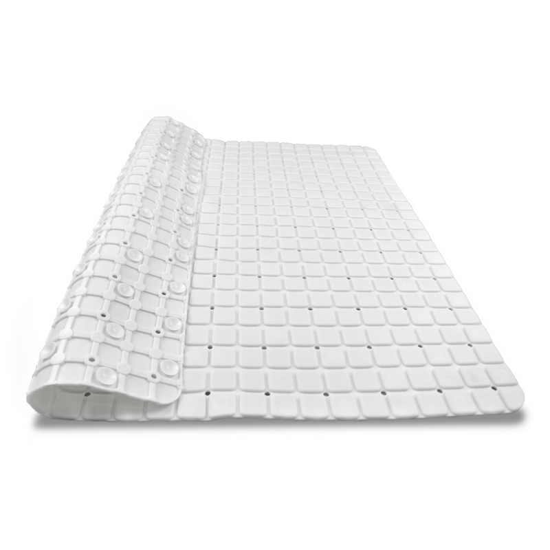 Tappetino Doccia Antiscivolo In PVC, 40x60 Cm Bianco, Fori Drenanti, Lavabile In Lavatrice, Tagliabile Su Misura