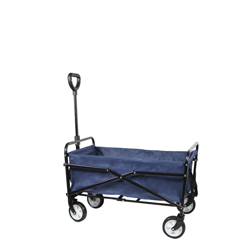 Carrello pieghevole con 4 ruote in tessuto blu - Misura 82x43x73 cm e portata da 60 Kg - Carrello da Campeggio, Giardino e spiaggia