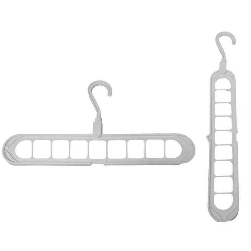 6 Grucce Salvaspazio in plastica con gancio girevole 360 gradi Bianco mis. 33x5,5 cm - Organizza fino a 9 indumenti Gruccia verticale e orizzontale per armadi