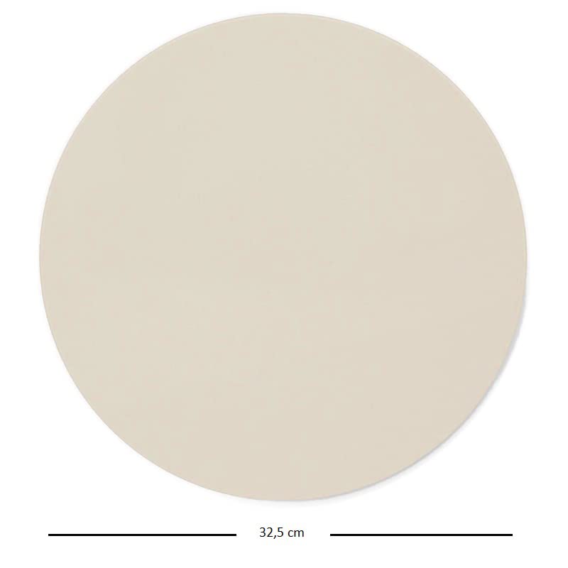 Pietra refrattaria rotonda per Pizza con Diametro di 32,5 cm resistente fino a 500°C - Vassoio in Ceramica beige con supporto e manici in metallo