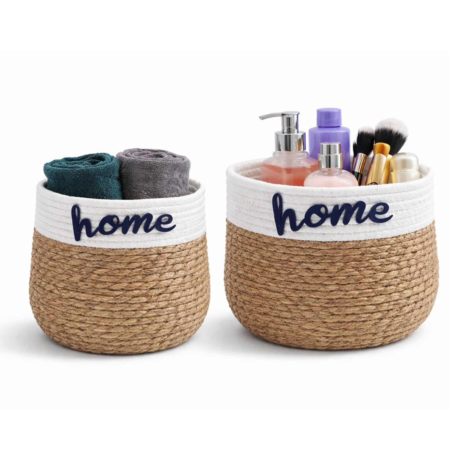 Set di Cesti DKD Home Decor Azzurro Poliestere Per bambini vimini (44 x 34 x 56 cm