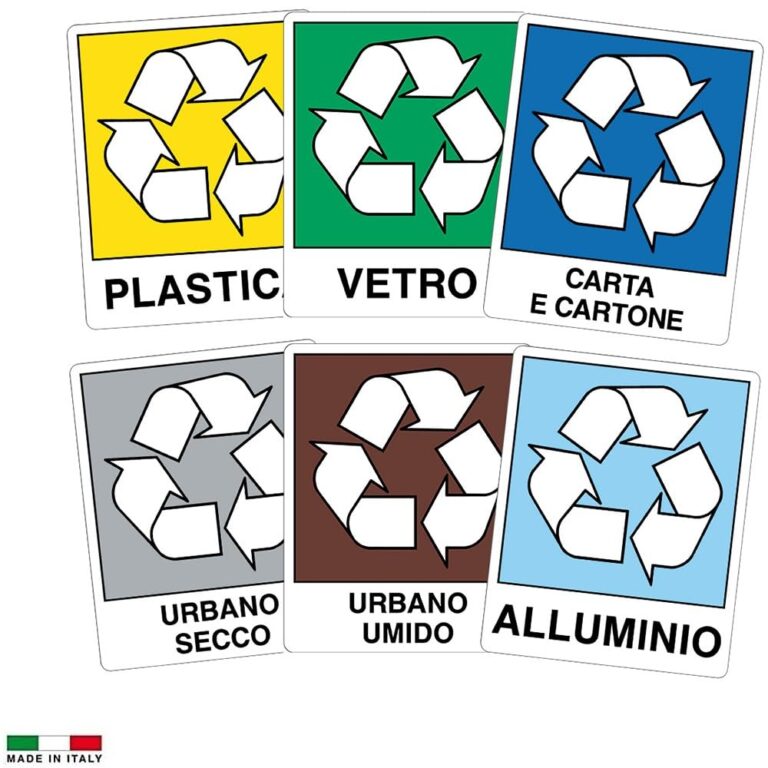 6 Adesivi Per Raccolta Differenziata - Etichette Bilingue Italiano/Inglese 15x5cm | Impermeabili E Lavabili - Foto 2