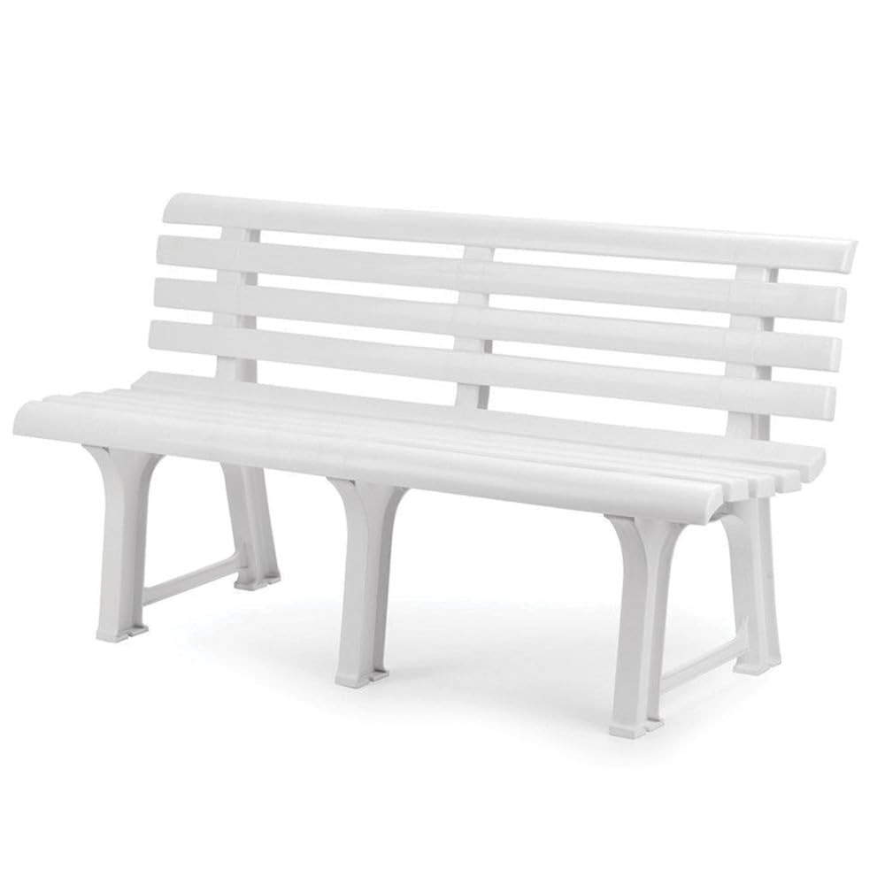 Panchina Da Giardino In Plastica Bianca 60x38,5x45 Cm - Effetto Legno Per Interni Ed Esterni - Foto 5