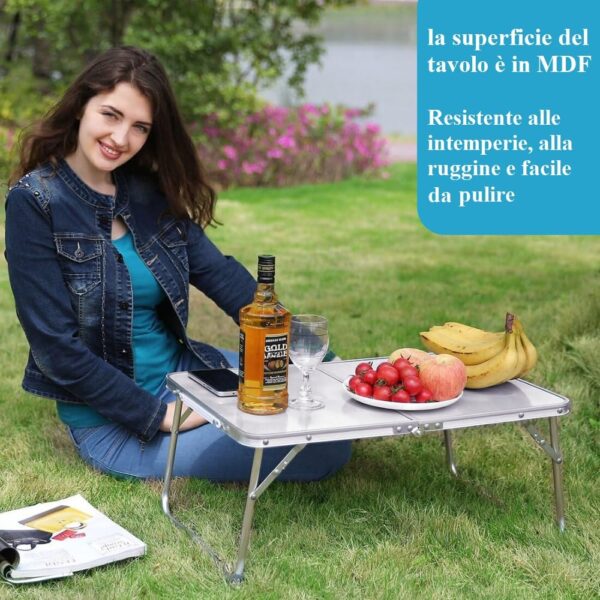 Tavolo Pieghevole In Alluminio Per Campeggio - 140x70 Cm, Leggero, Salvaspazio, Per Giardino E Picnic - Foto 8