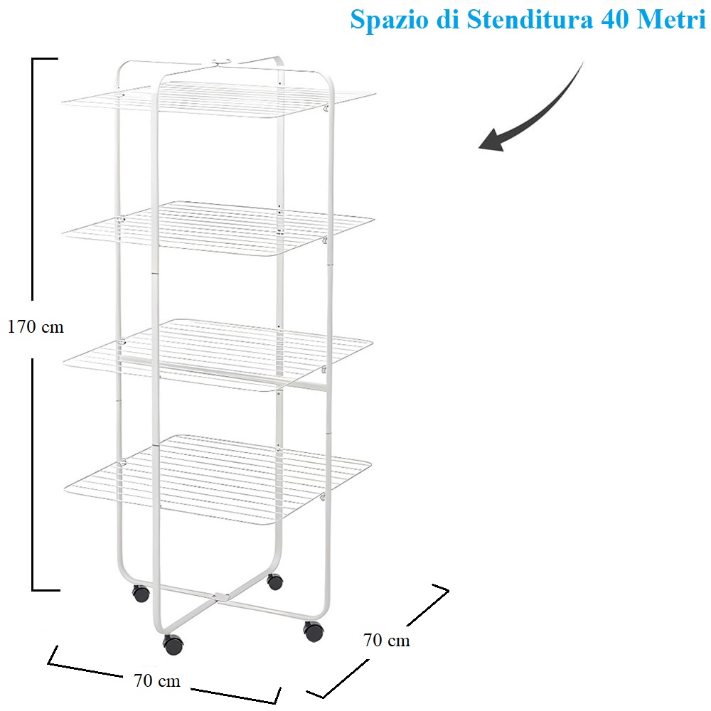 Stendibiancheria Con 16 Mollette - IPEA, 26x26 Cm, Per Interno/Esterno, Gancio Antivento - Foto 5