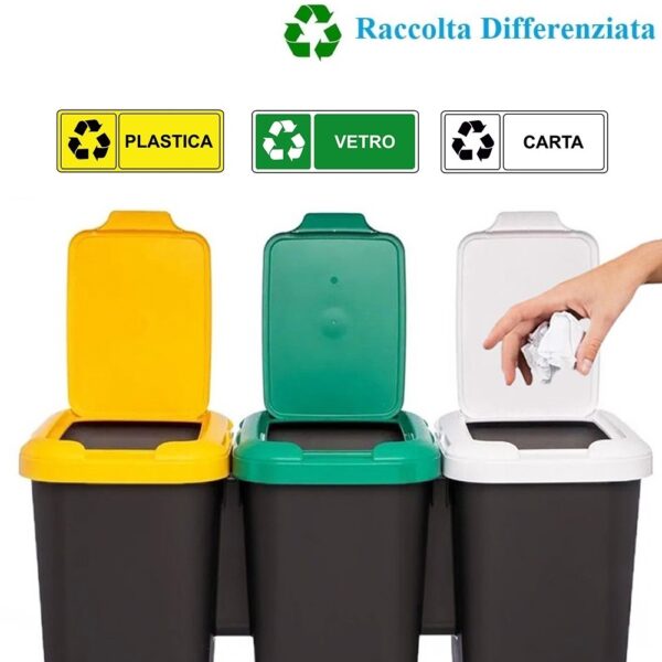 Pattumiera Estraibile HOMCOM Per Raccolta Differenziata, 3 Contenitori, Capacità Totale 40L, Colore Grigio, Dimensioni 48x34.2x41.8 Cm