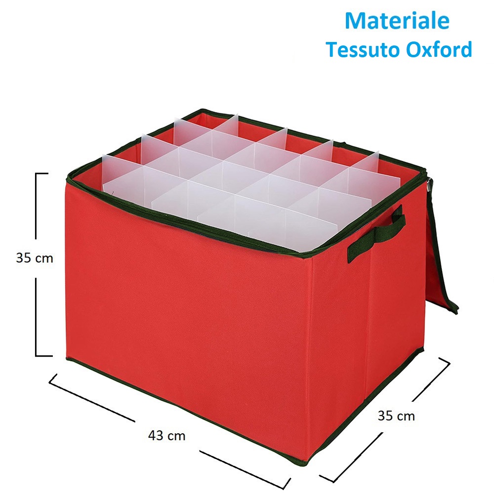 Scatola Porta Palline Di Natale PALUPLUS - 43x35x35cm, 80 Scomparti Modulabili | Impermeabile, Con Maniglie - Foto 2