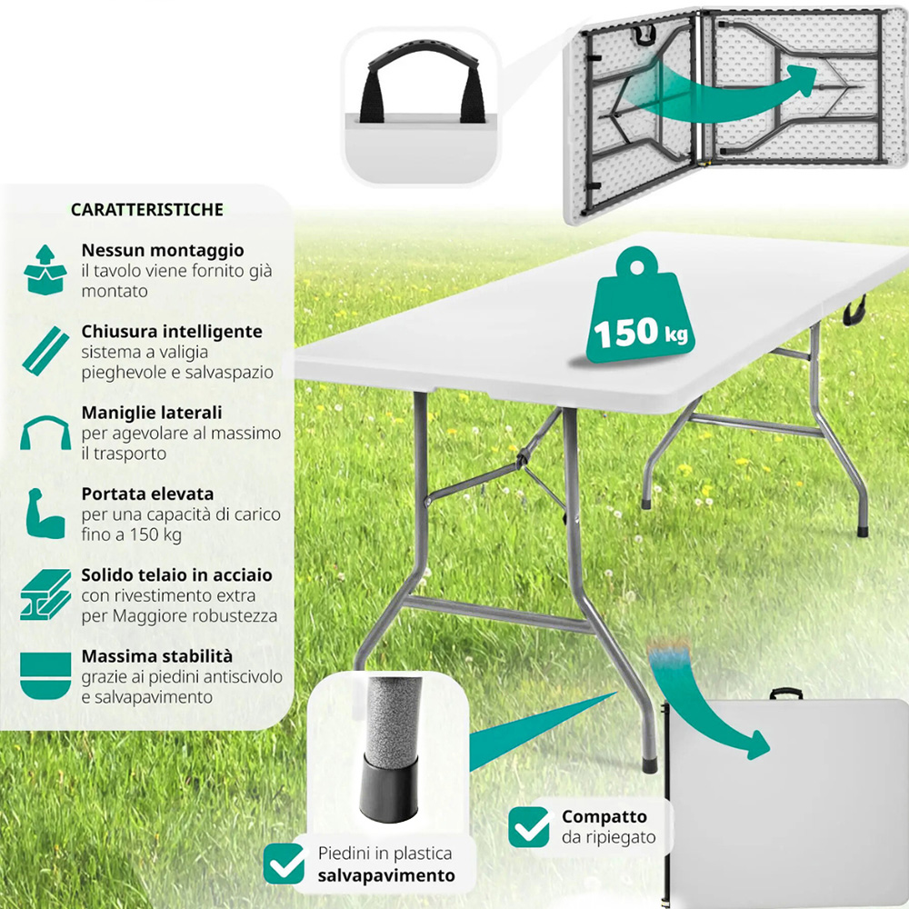 Tavolo Da Campeggio Pieghevole Relaxdays: Nero, Per Esterno - Foto 5