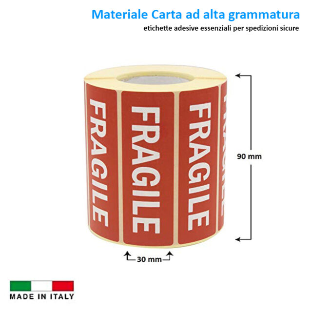 150 Etichette Adesive "Fragile" Per Pacchi E Spedizioni - 8x9 Cm | Confezione Economica
