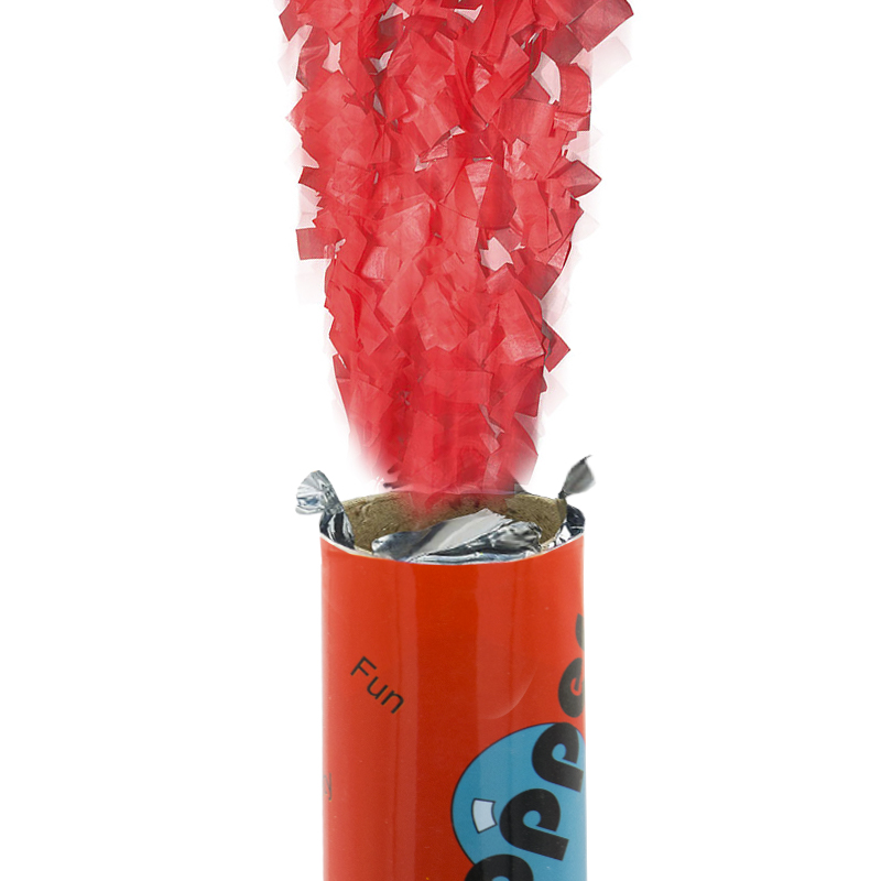 3 Spara coriandoli con carta di colore Rossa ad aria compressa Party Popper. Lunghezza 30 cm